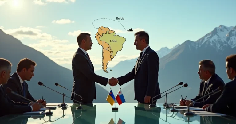 Diplomatas de Bolívia e Chile se cumprimentam em mesa de negociação na cordilheira dos Andes